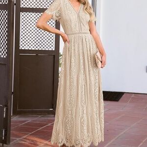 Pretty garden ivory lace dress maxi (bdcoco)